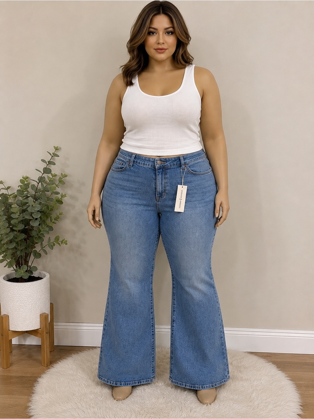 Vintage America Light Blue High-Rise Flare Jeans - Women's